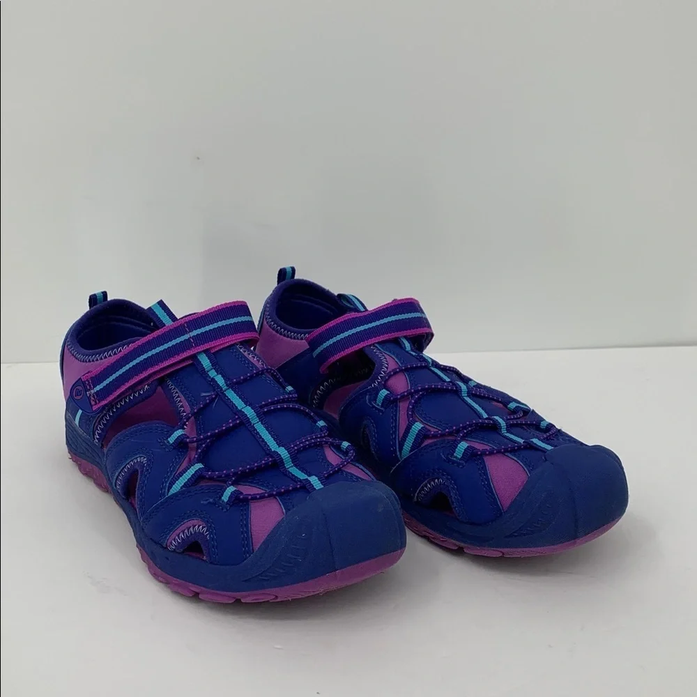 Merrell Hydro Fisherman water sandal shoe closed toe blue purple Kids girls 37